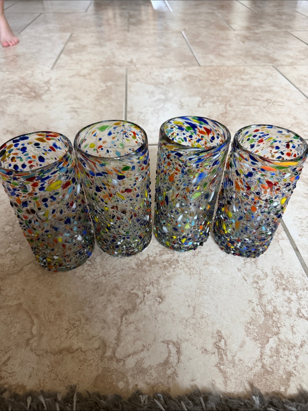 Confetti glass hand blown glasses made in Mexico